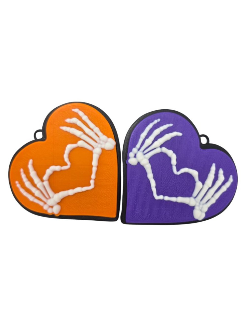New 3D Printed Set 2 Skeleton Hands Heart 3.5" Ornaments Halloween Tree Decor